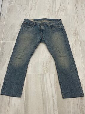Polo Ralph Lauren Varick Slim Straight Jeans Men 34x28.5" Blue Distressed